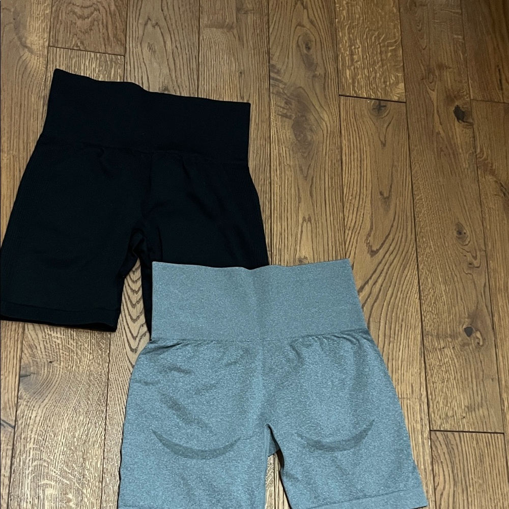 Black and Gray High-Waisted Shorts
